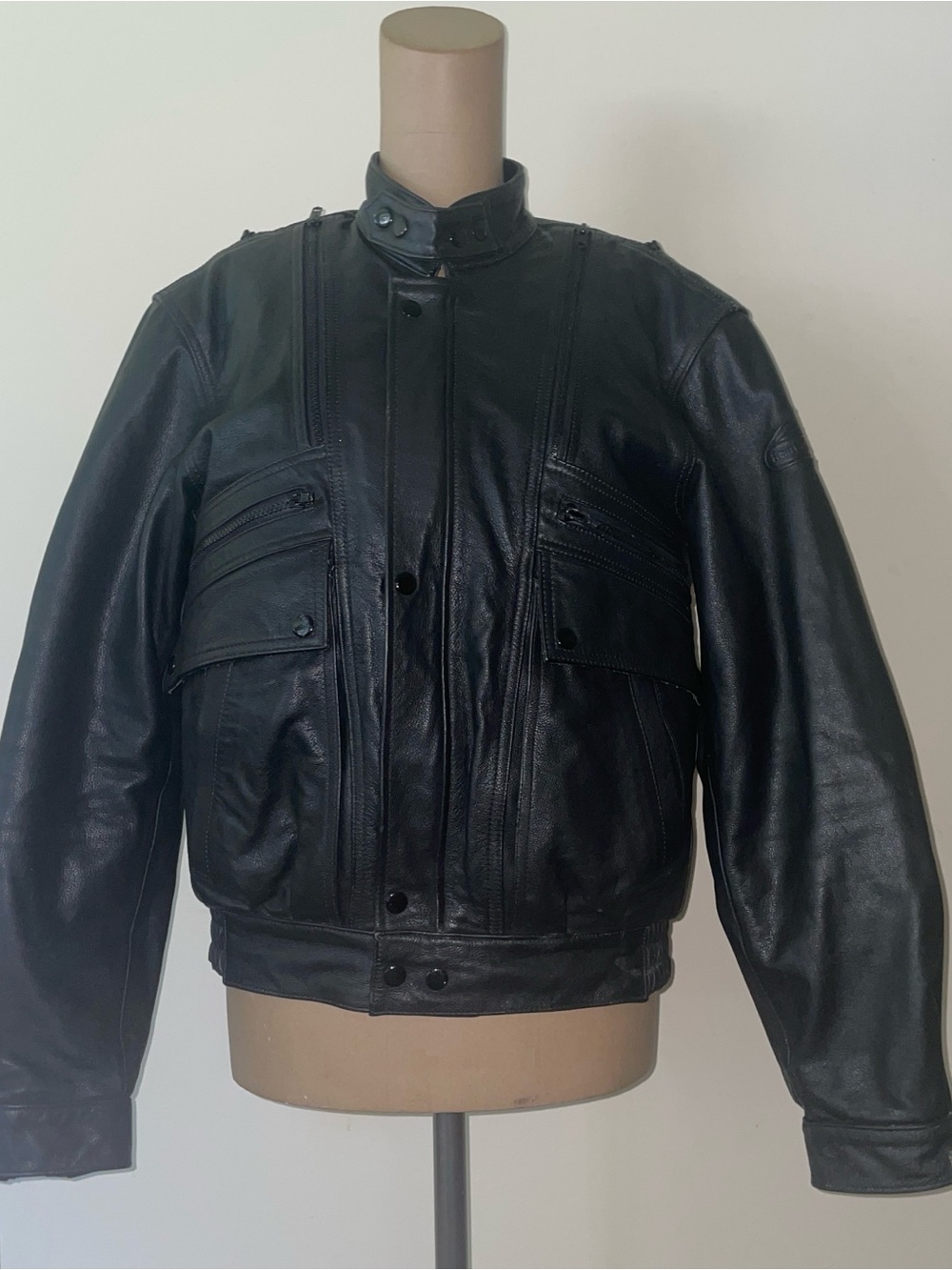 Men's Black Leather VINTAGE HEIN GERICKE motorcycle Jacket heavy-padded-lined